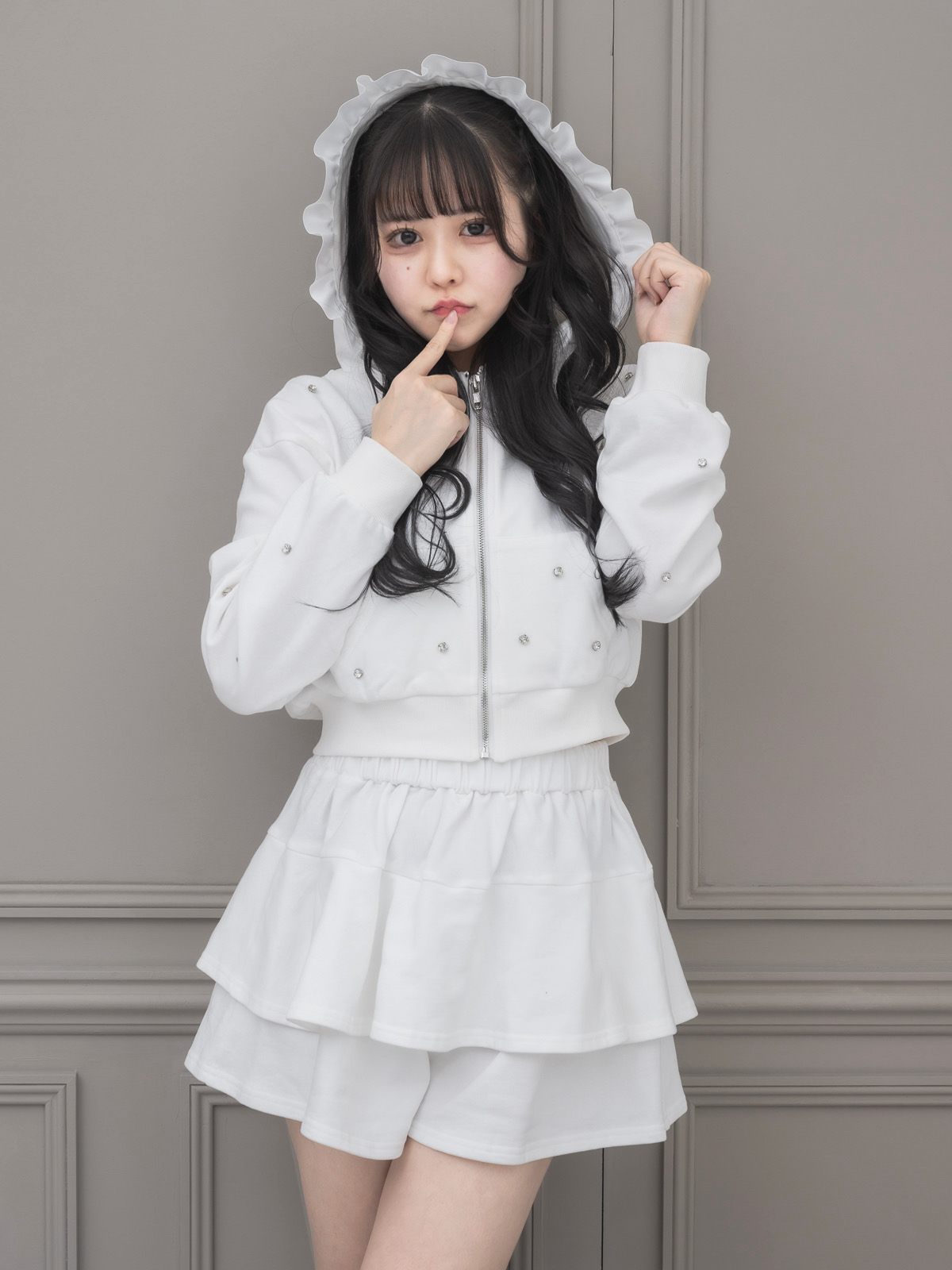 モデル身長:157cm/着用カラー:ホワイト