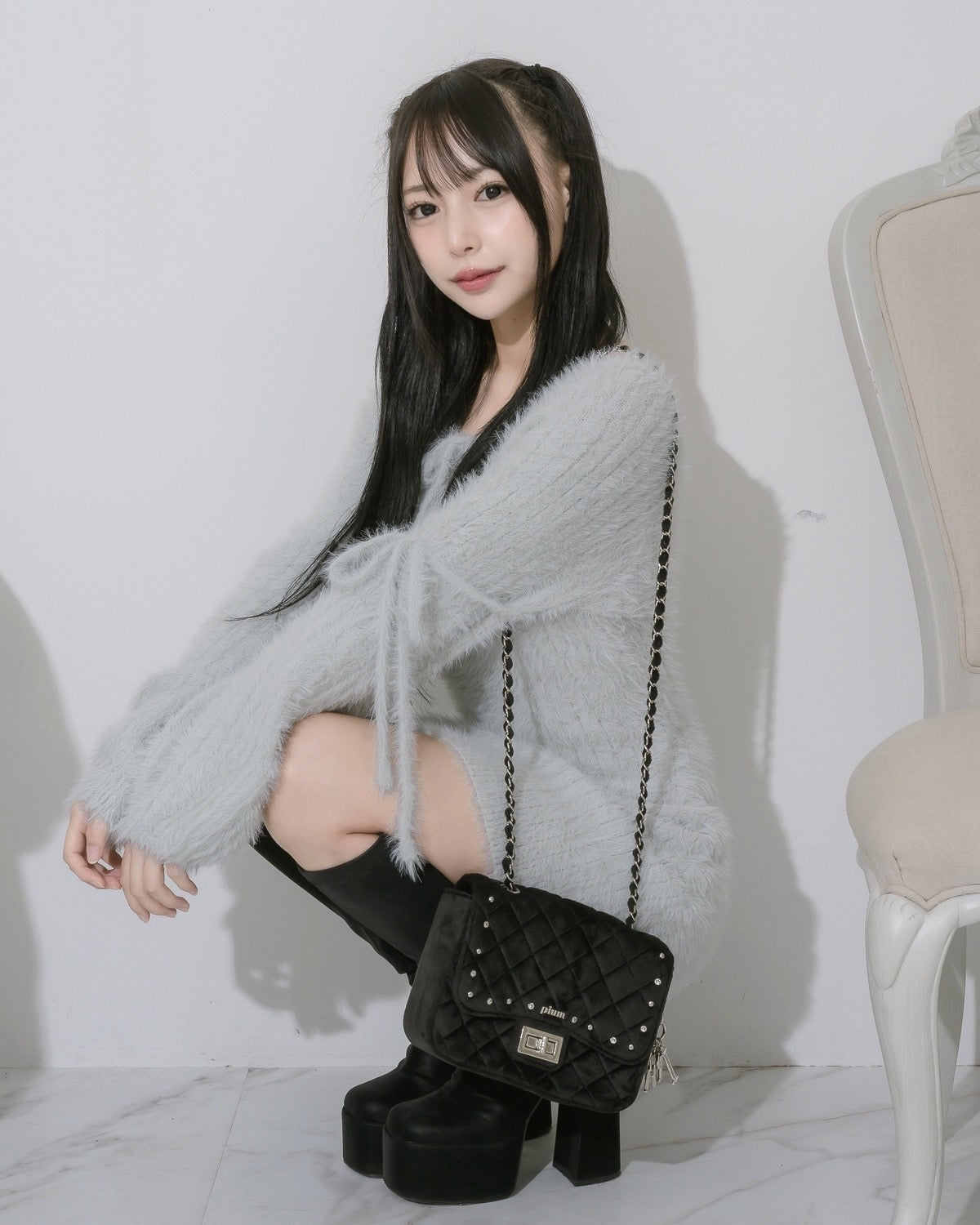 モデル身長:153cm/着用カラー:ブルーグレー