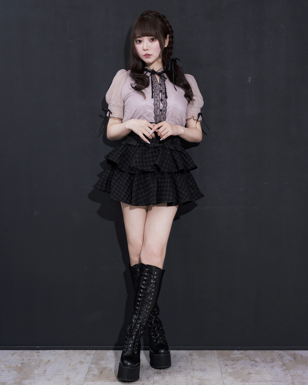 モデル身長:157cm/着用カラー:ブラックミックス