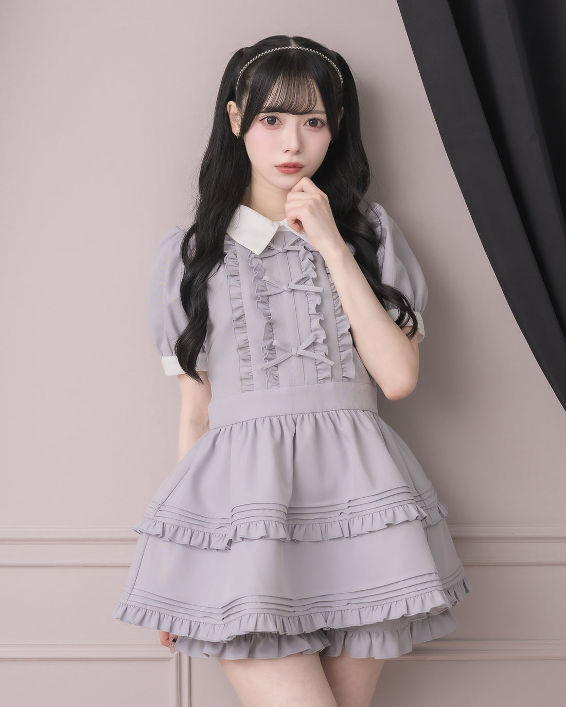 モデル身長:155cm/着用カラー:ブルーグレー