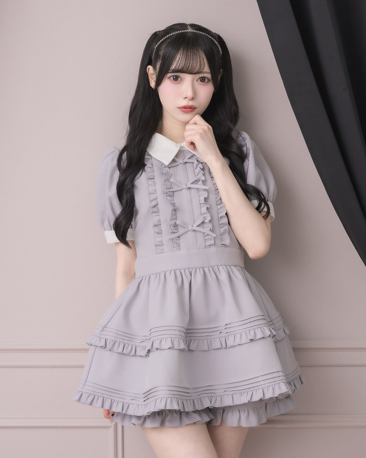 モデル身長:155cm/着用カラー:ブルーグレー