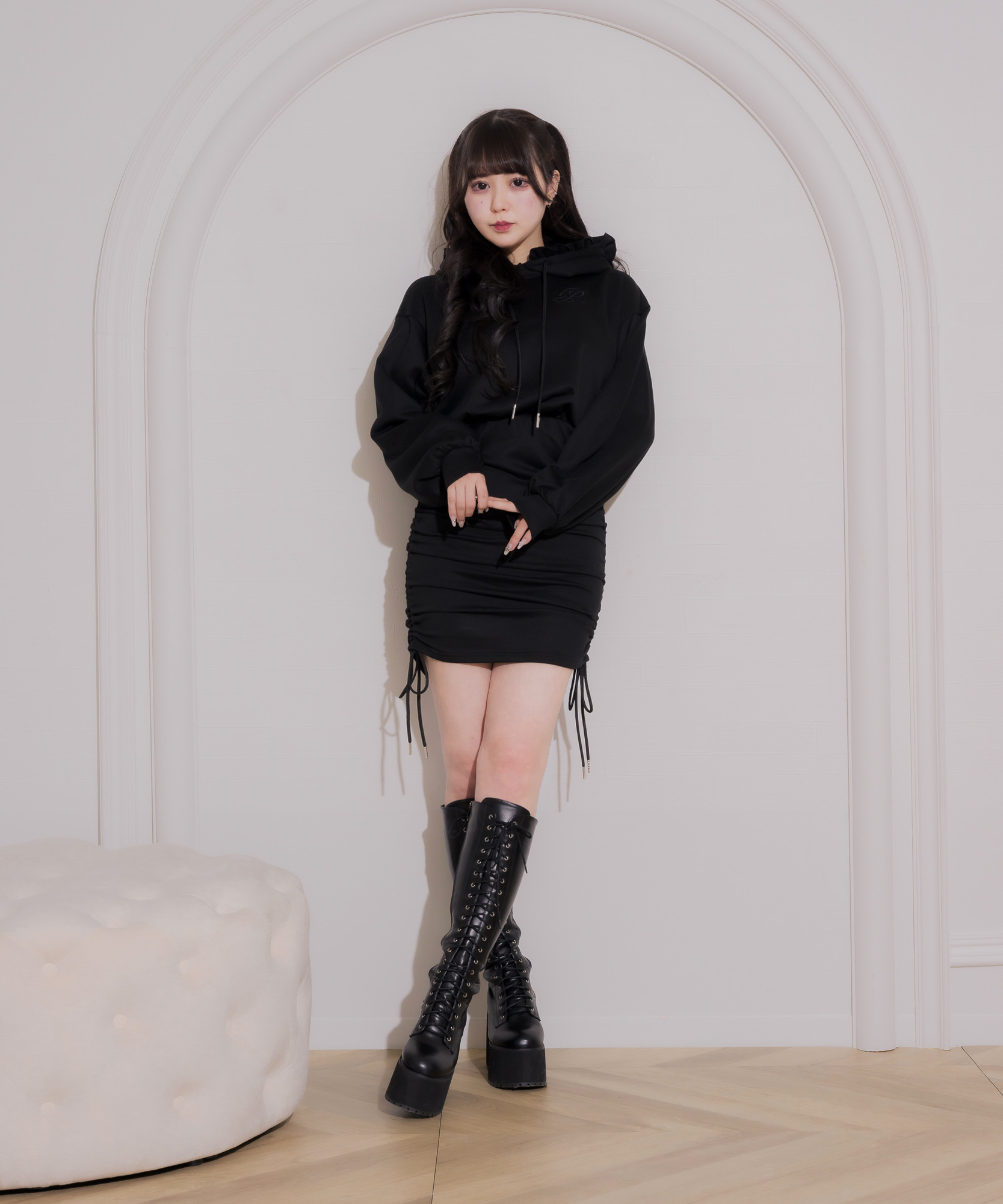 モデル身長:157cm/着用カラー:ブラック