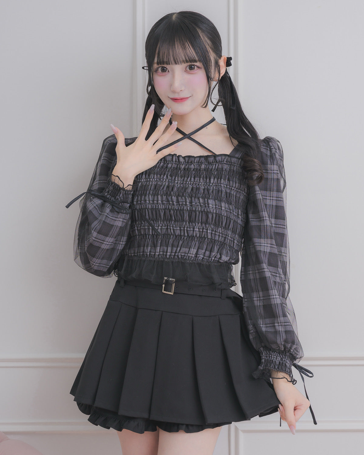 モデル身長:157cm/着用カラー : ブラックチェック