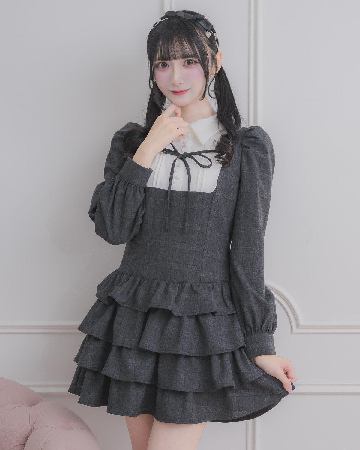 モデル身長:157cm/着用カラー : ブラックチェック