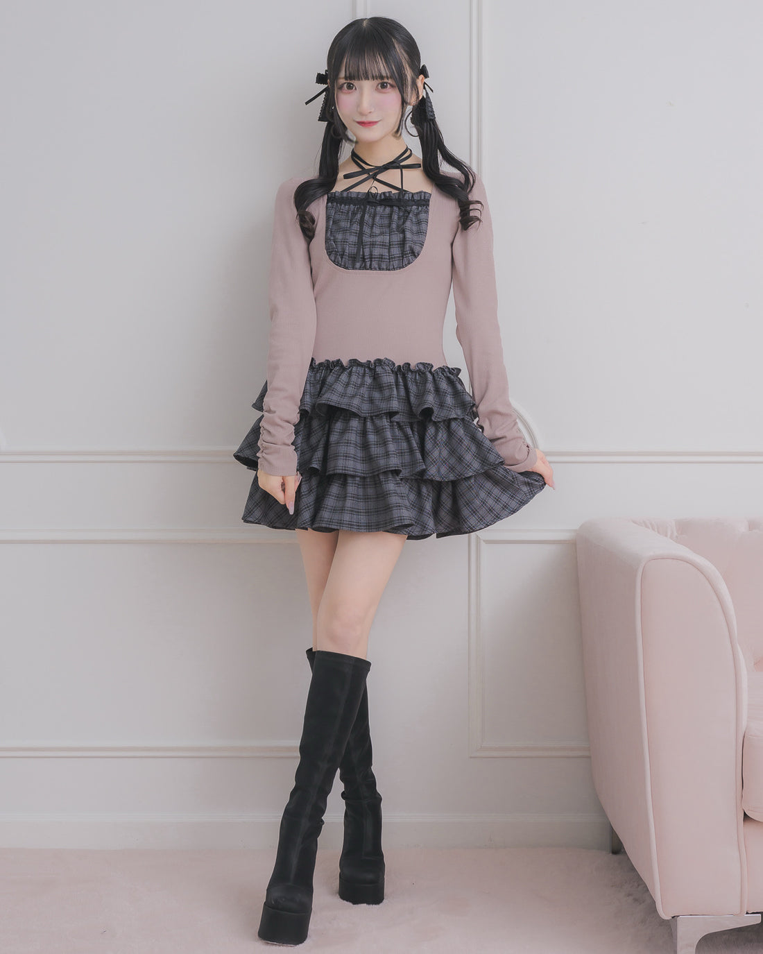 モデル身長:157cm/着用カラー:ピンク