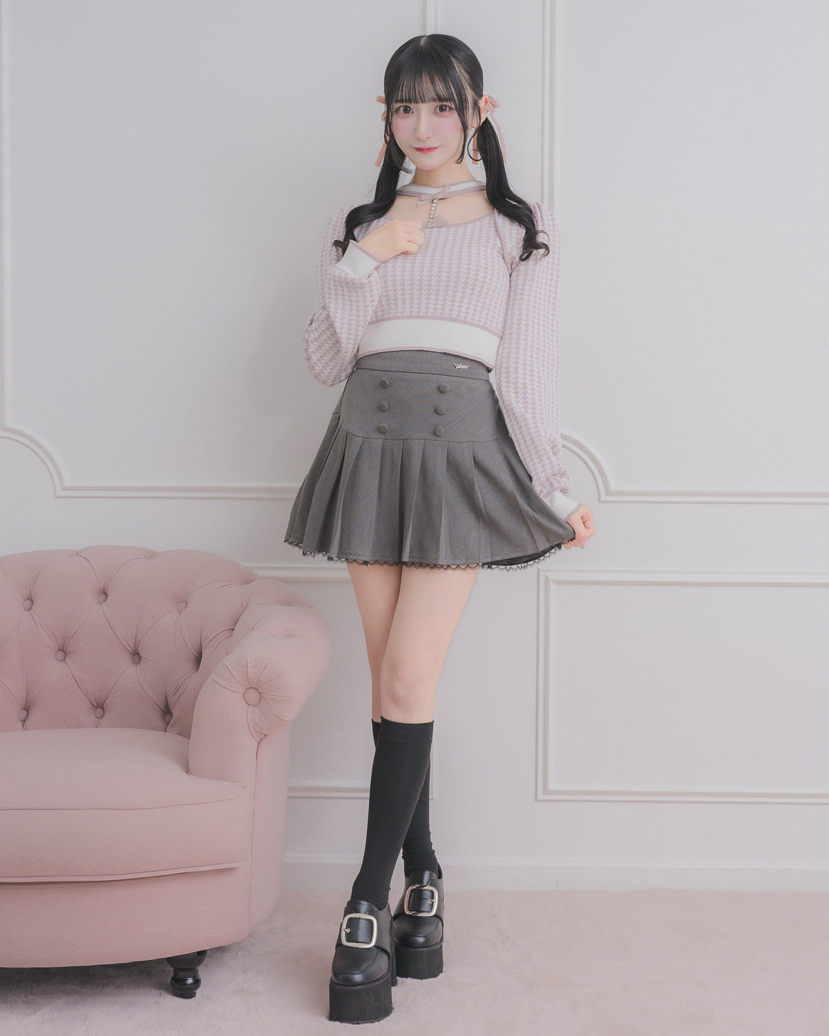 モデル身長:157cm/着用カラー:ピンク×ホワイト