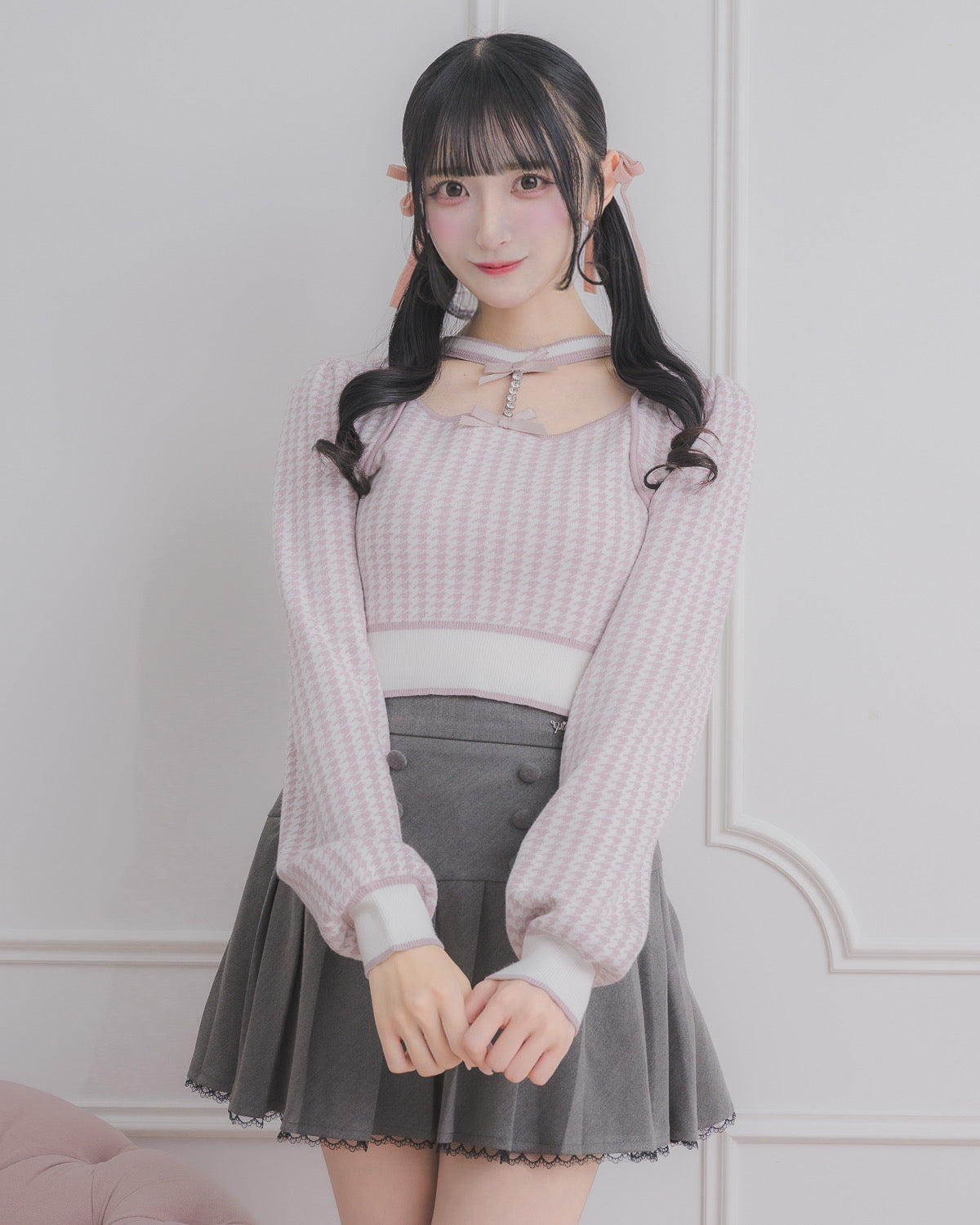 モデル身長:157cm/着用カラー:ピンク×ホワイト