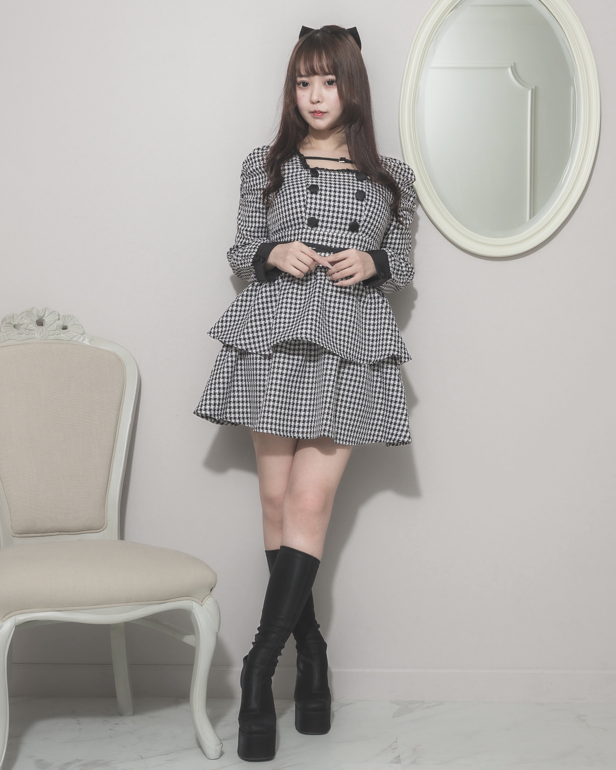 モデル身長:157cm/着用カラー:ホワイトミックス