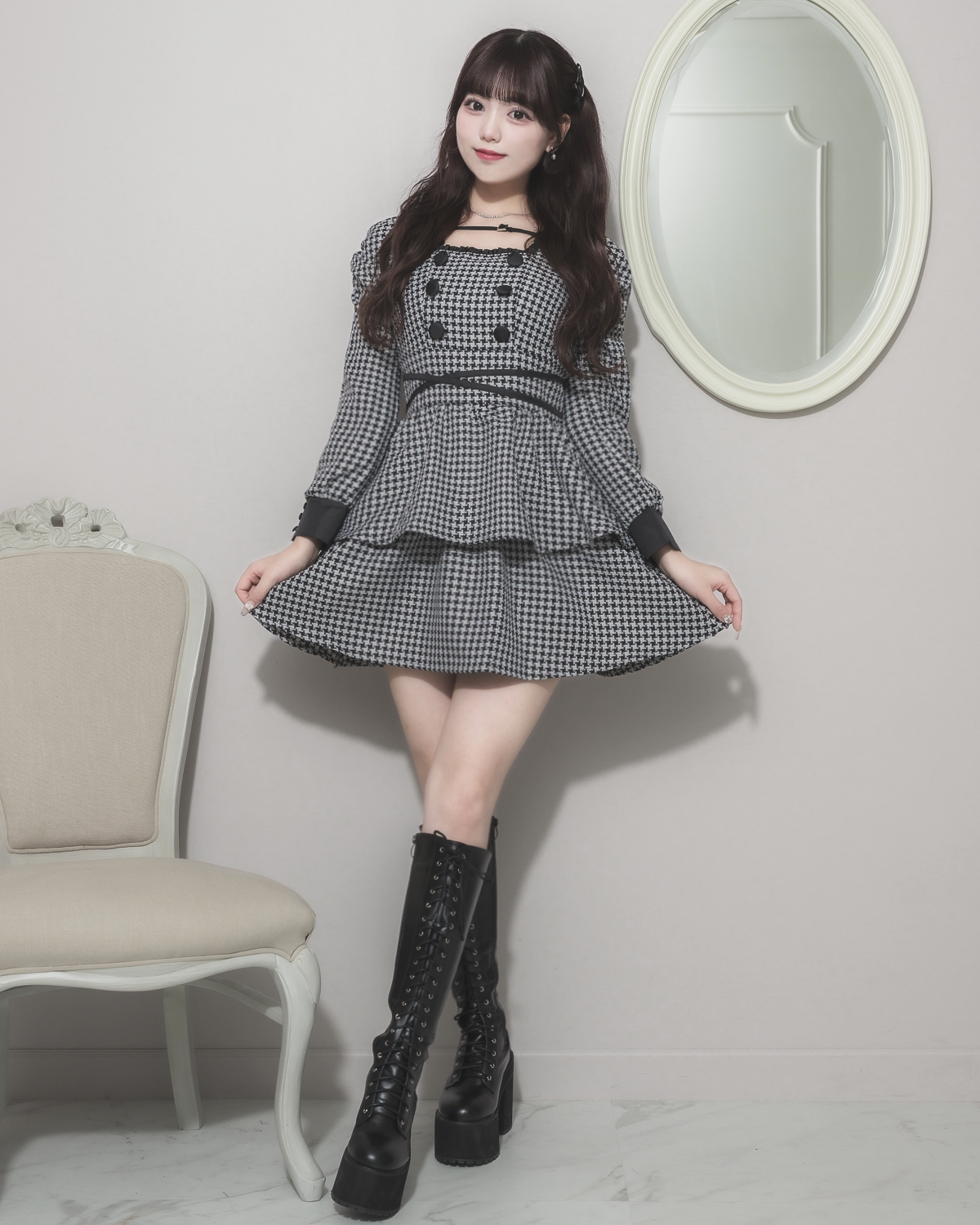 モデル身長:163cm/着用カラー:ブラックミックス