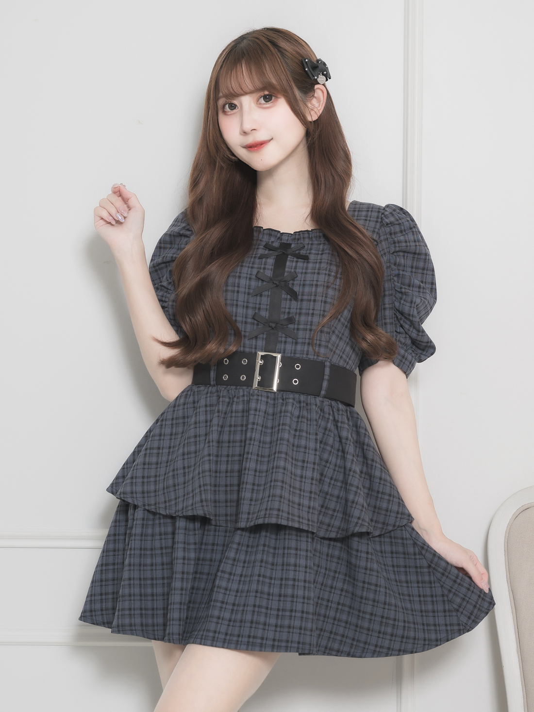 モデル身長:159cm/着用カラー:ダークチェック