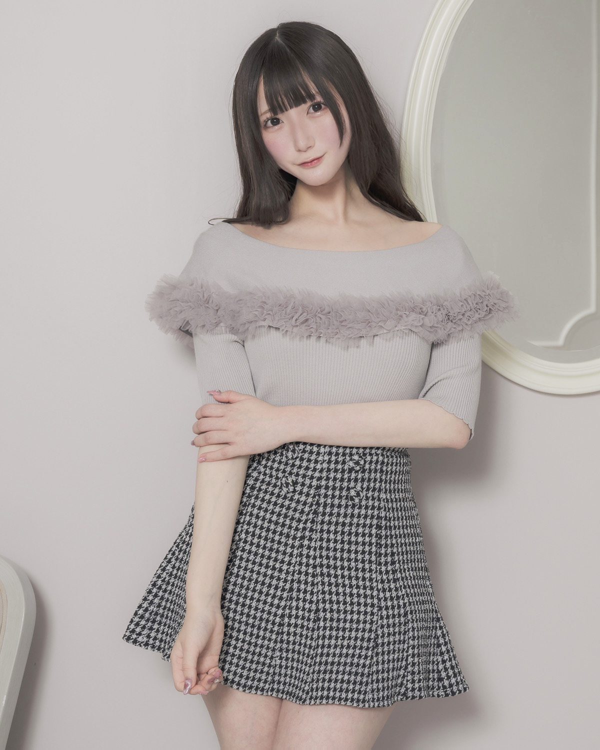モデル身長:160cm/着用カラー:ブルーグレー