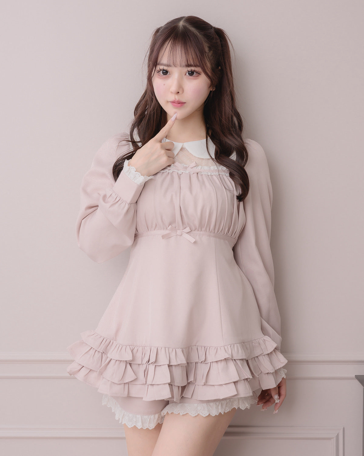 モデル身長:157cm/着用カラー:ピンク