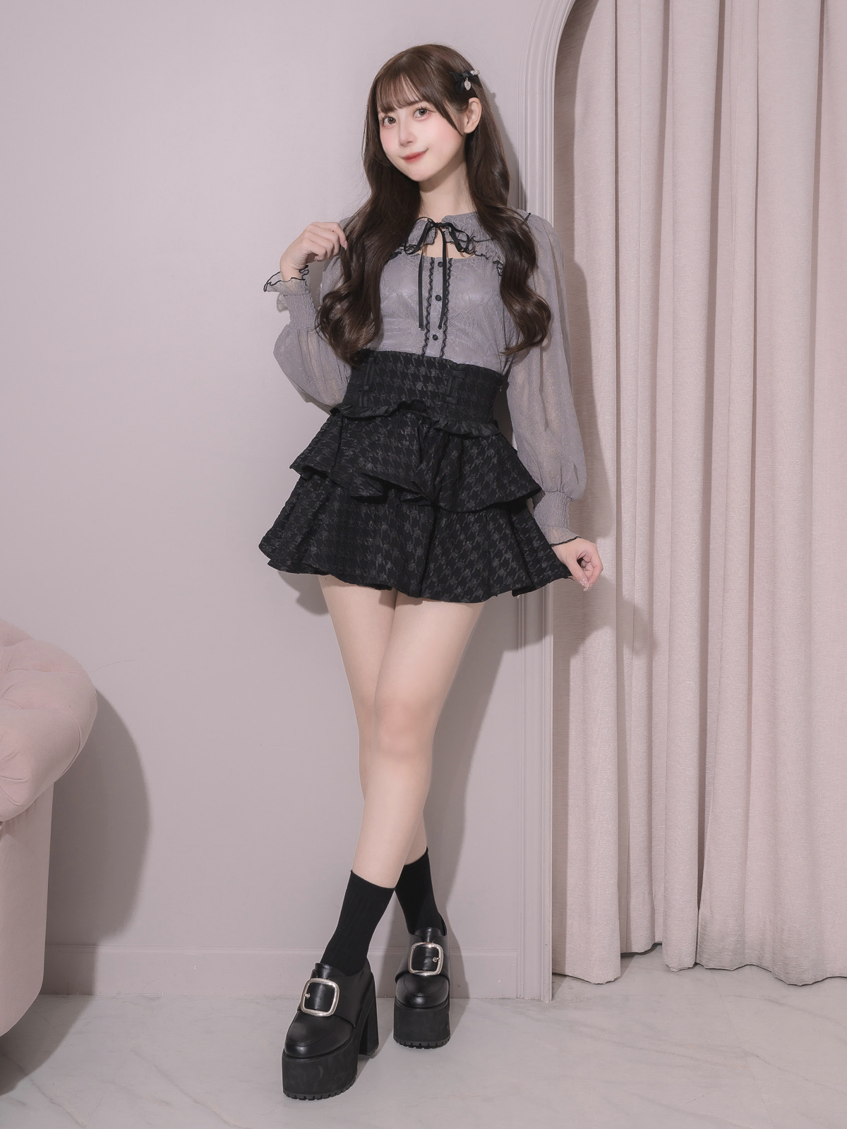 モデル身長:159cm/着用カラー:ブルーグレー