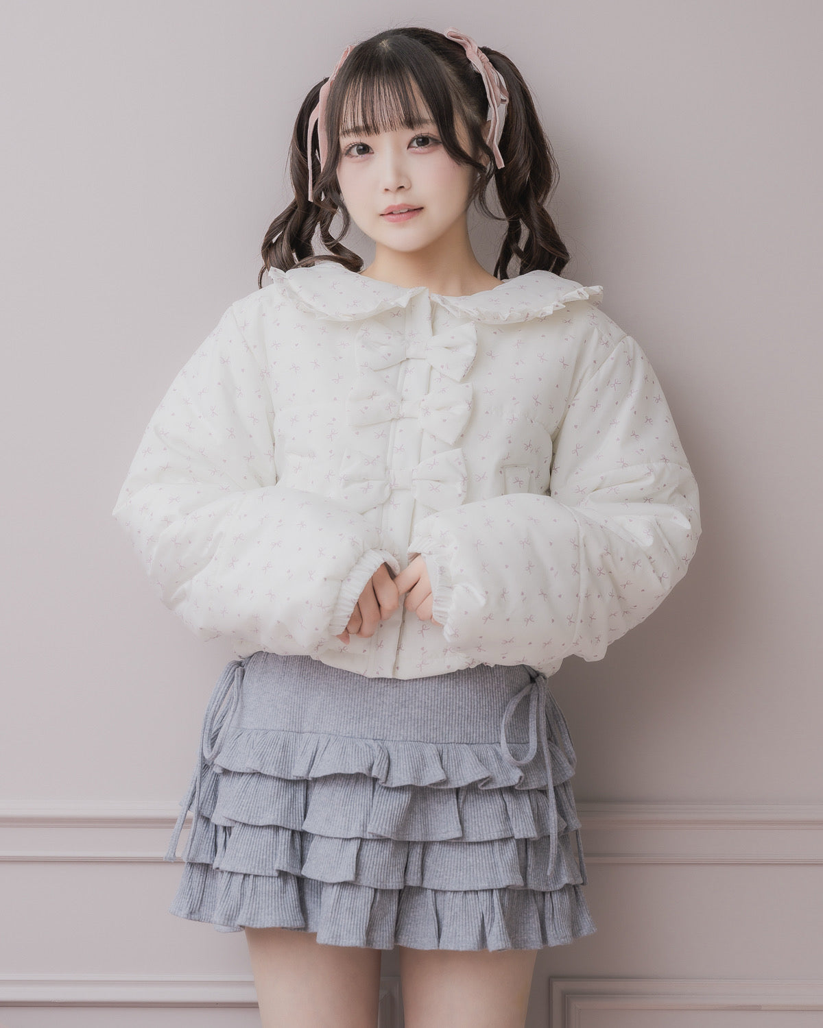 モデル身長:158cm/着用カラー:ホワイト