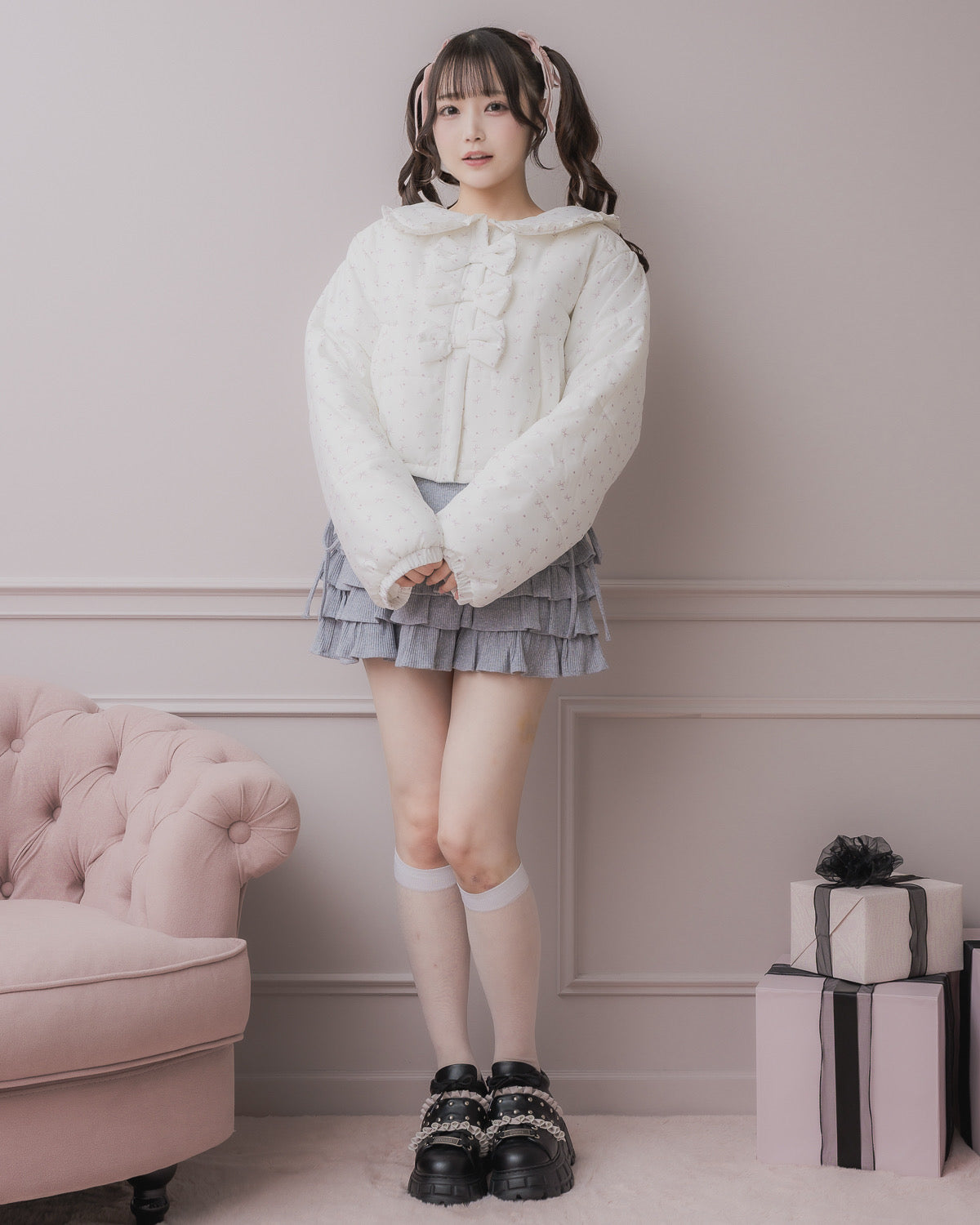 モデル身長:158cm/着用カラー:ホワイト