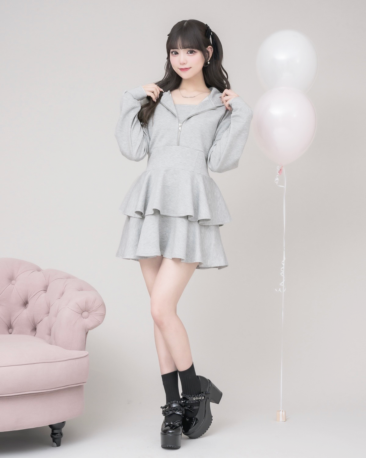 モデル身長:163cm/着用カラー:グレー