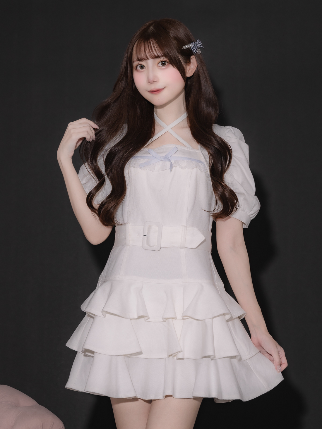 モデル身長:159cm/着用カラー:ホワイト