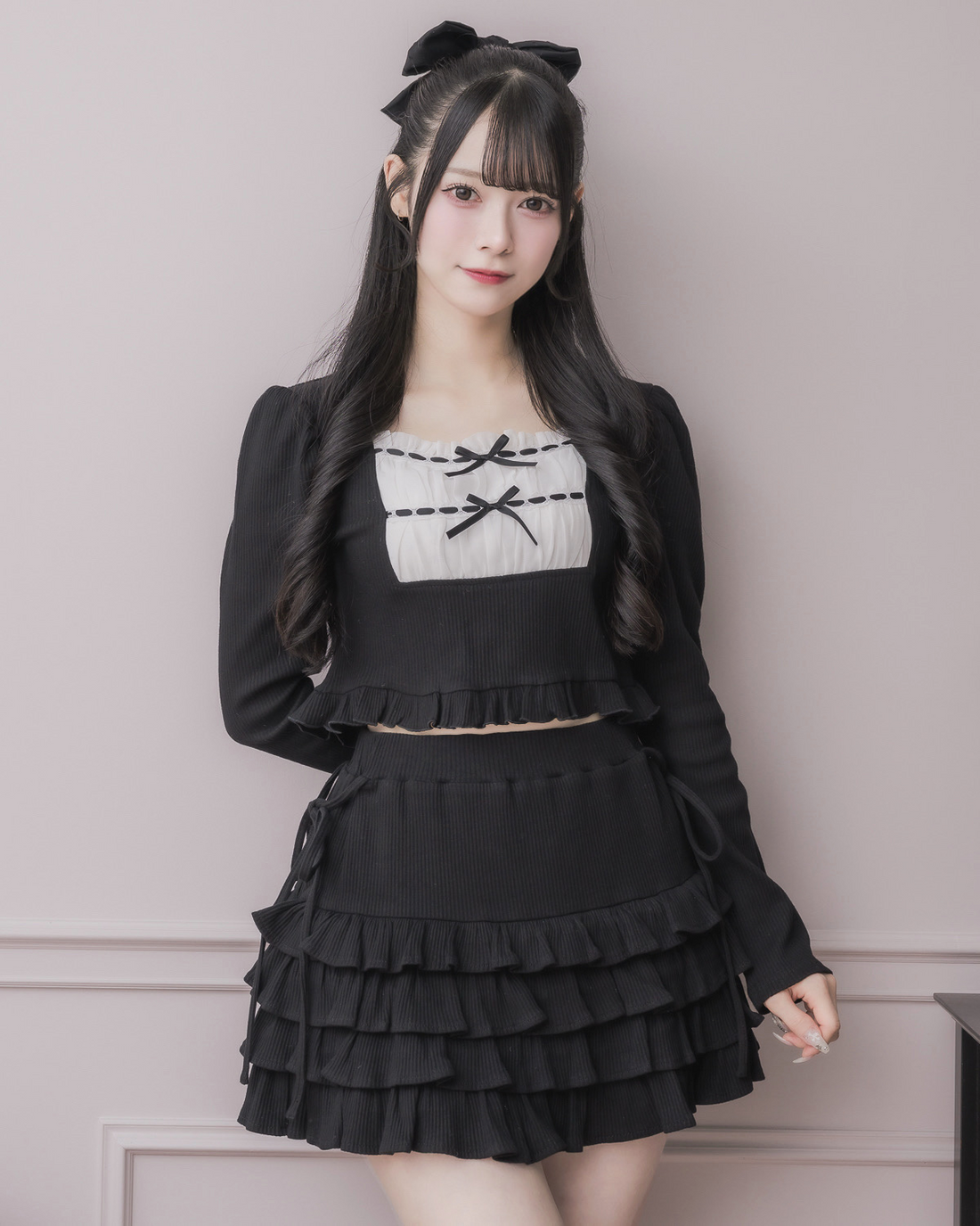 モデル身長:155cm/着用カラー:ブラック