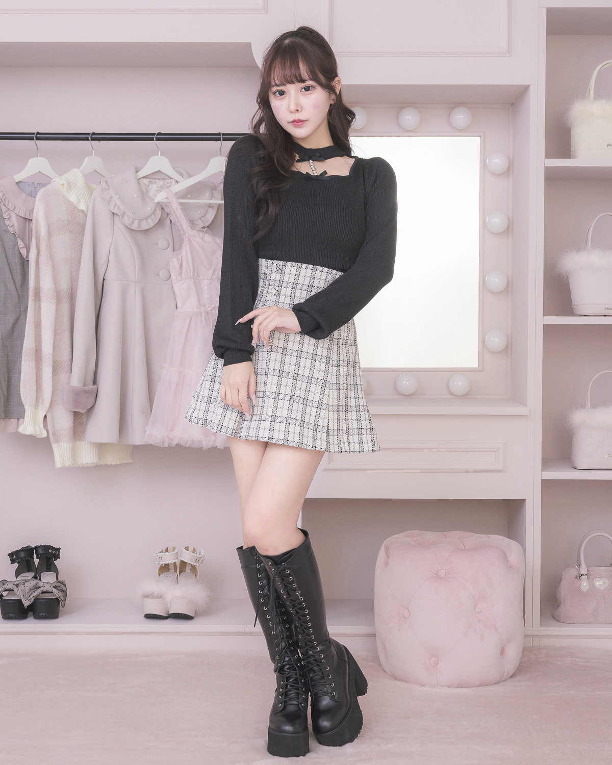 モデル身長:157cm/着用カラー:アイボリー