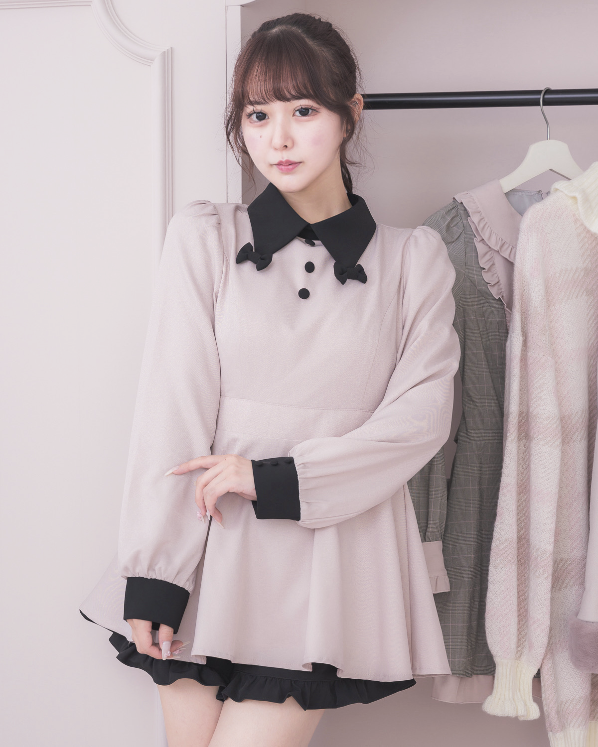 モデル身長:157cm/着用カラー:ピンク