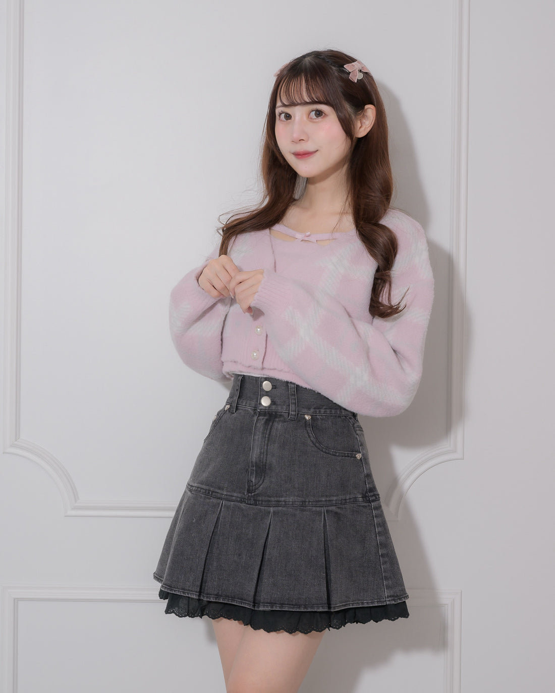 モデル身長:158cm/着用カラー:ピンク