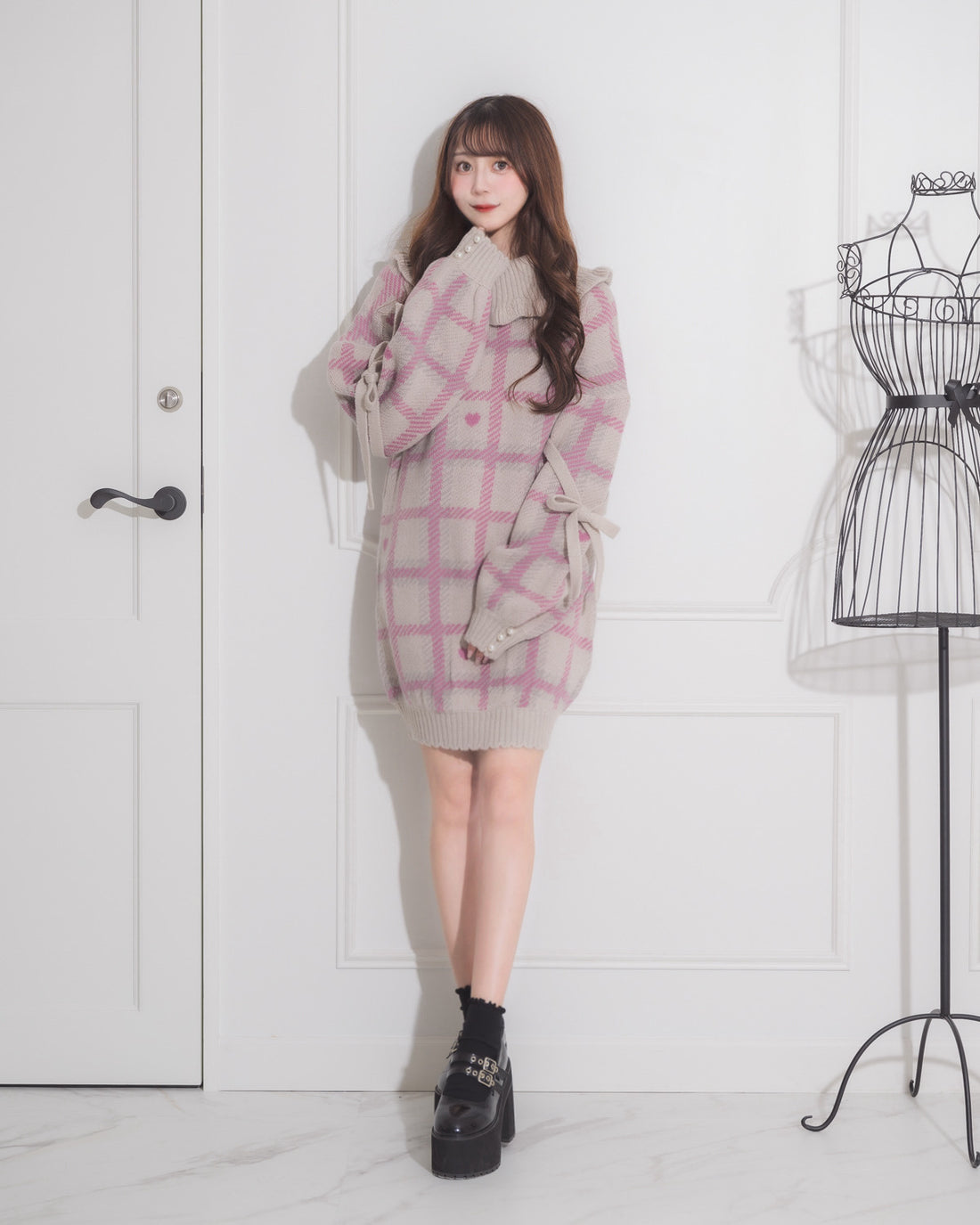 モデル身長:158cm/着用カラー:ピンク