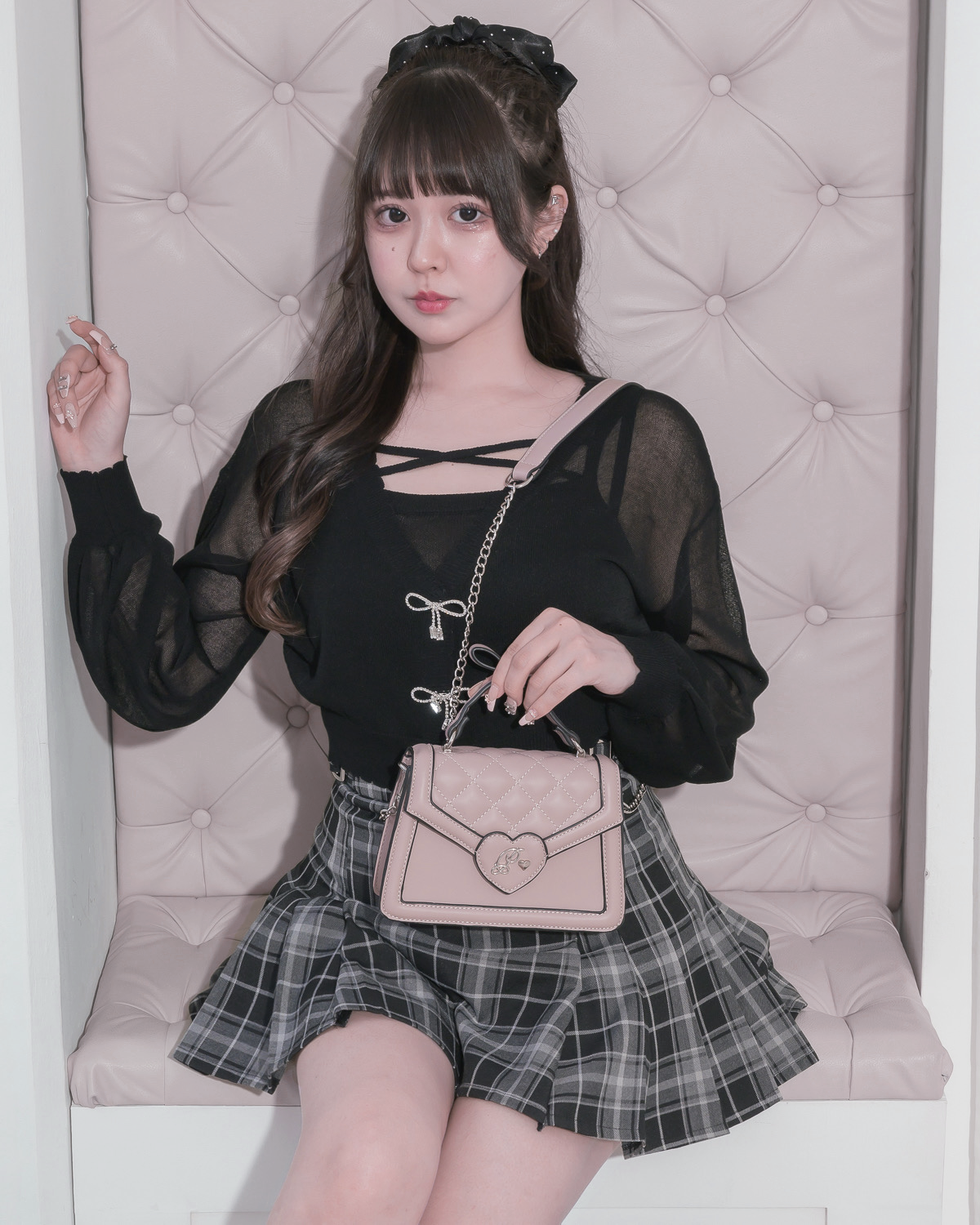 하트로고 퀼팅 미니백