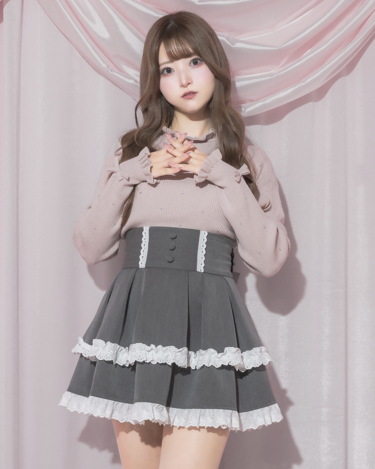 フリルハイネックビジューリブニット – pium フリルハイネックビジューリブニット – pium