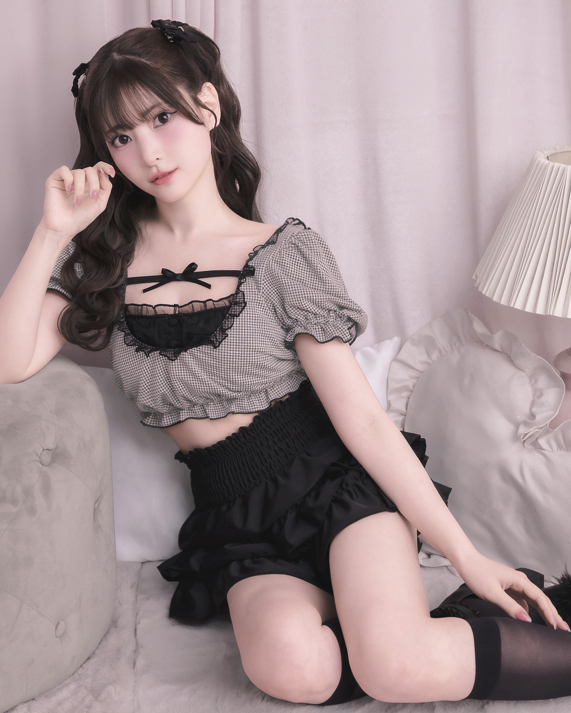 モデル身長:151cm/着用カラー:ギンガム