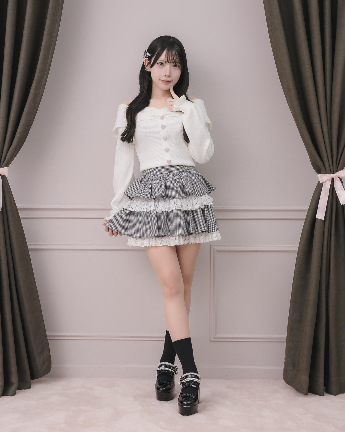 モデル身長:152cm/着用カラー:ホワイト