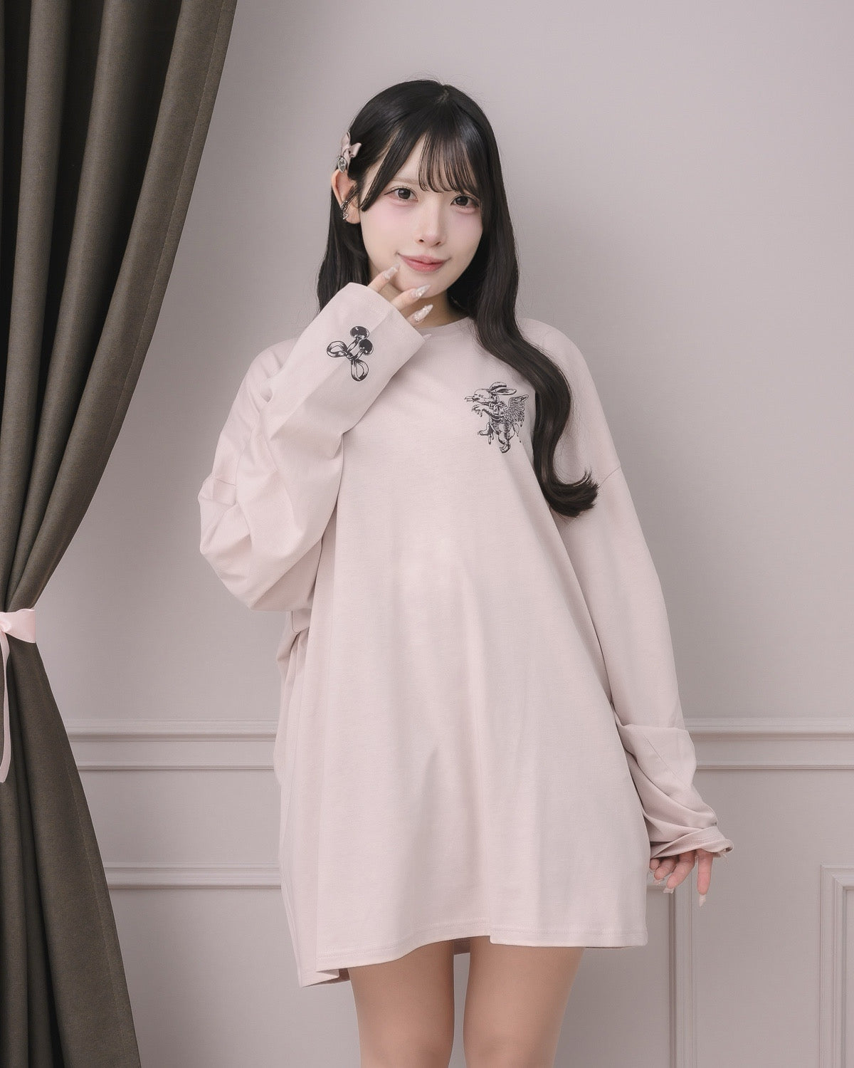 モデル身長:152cm/着用カラー:ピンク×ブラック