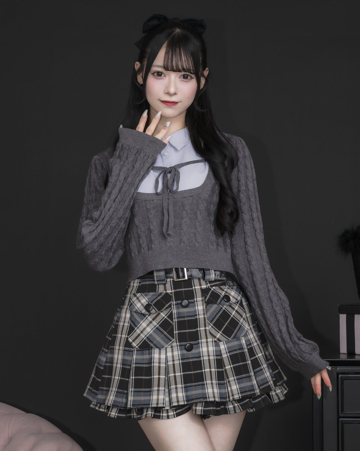 モデル身長:155cm/着用カラー : チャコール