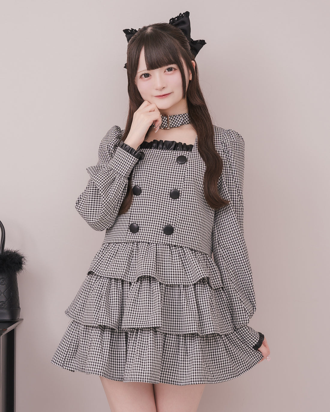 モデル身長:155cm/着用カラー:ギンガム