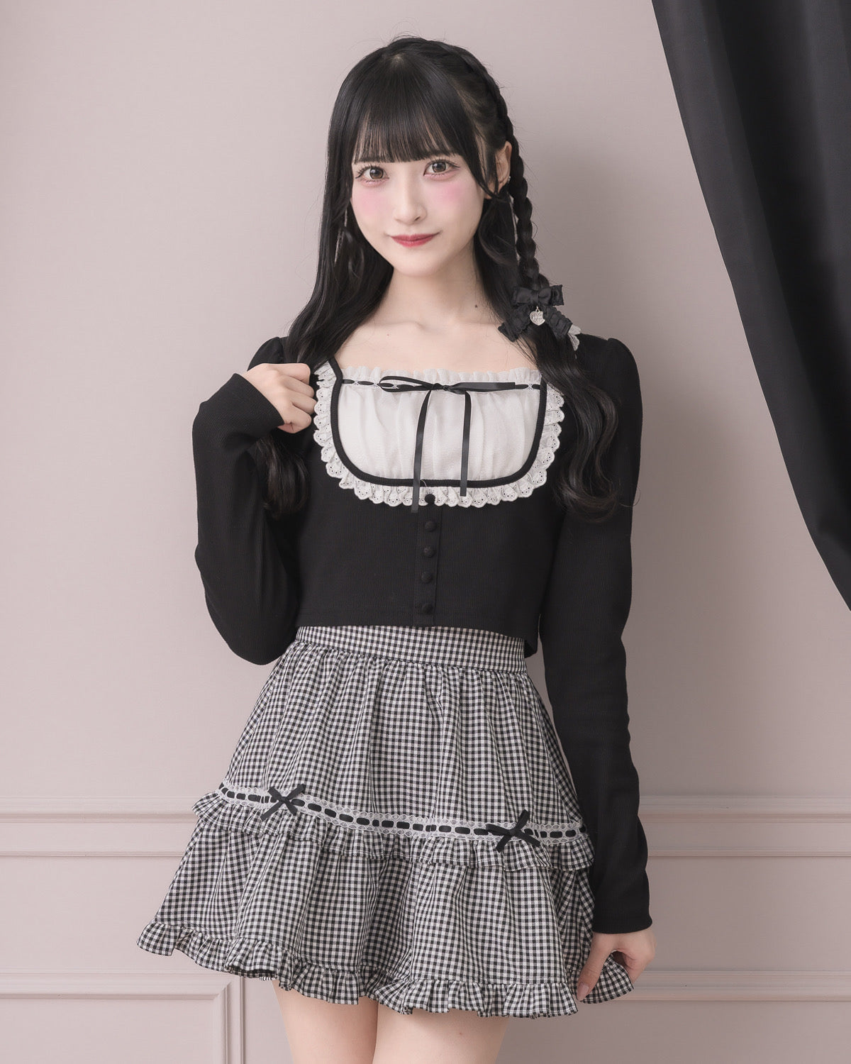 モデル身長:157cm/着用カラー:ギンガム