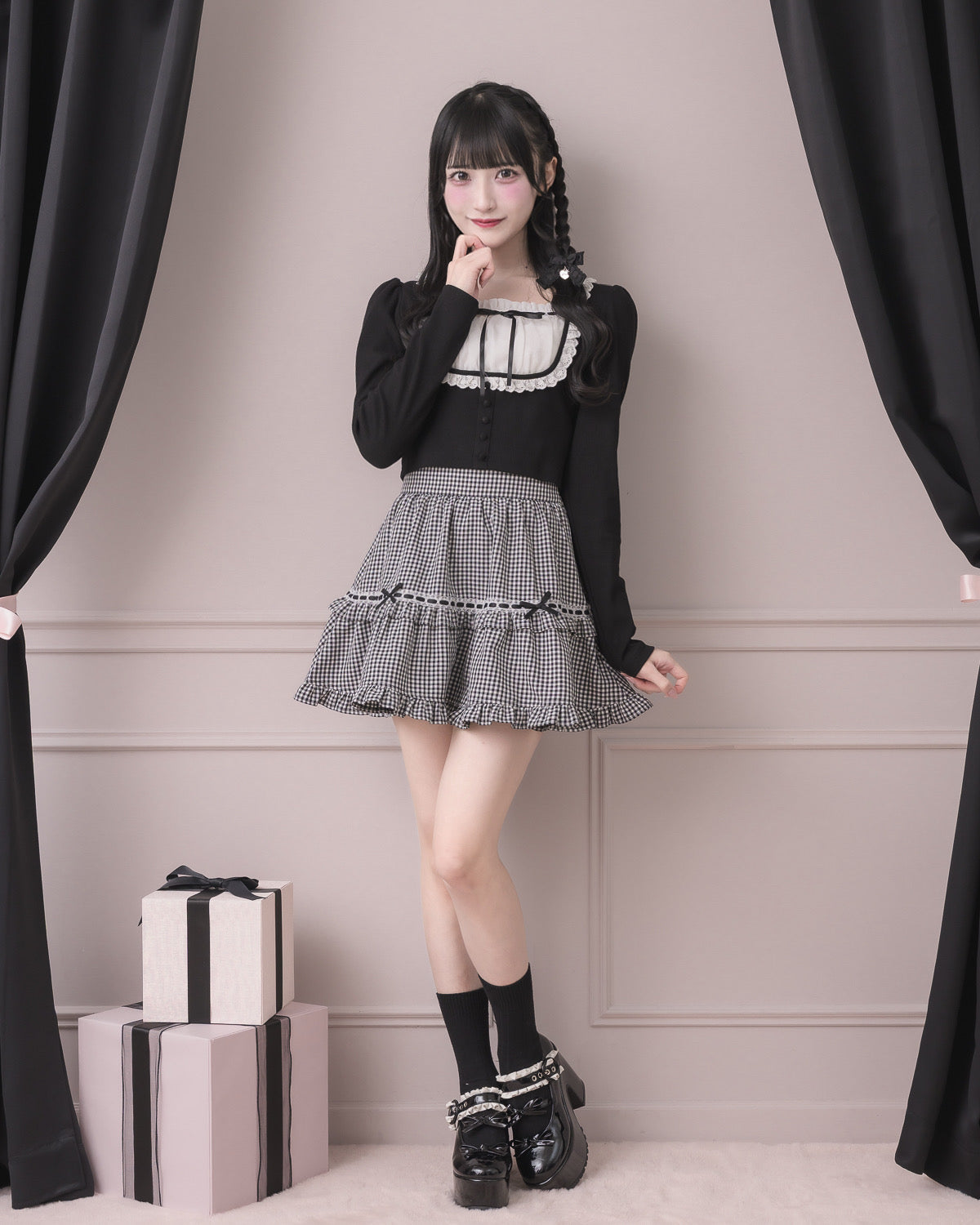 モデル身長:157cm/着用カラー:ギンガム