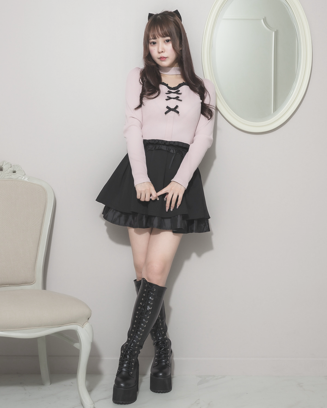 モデル身長:157cm/着用カラー:ピンク