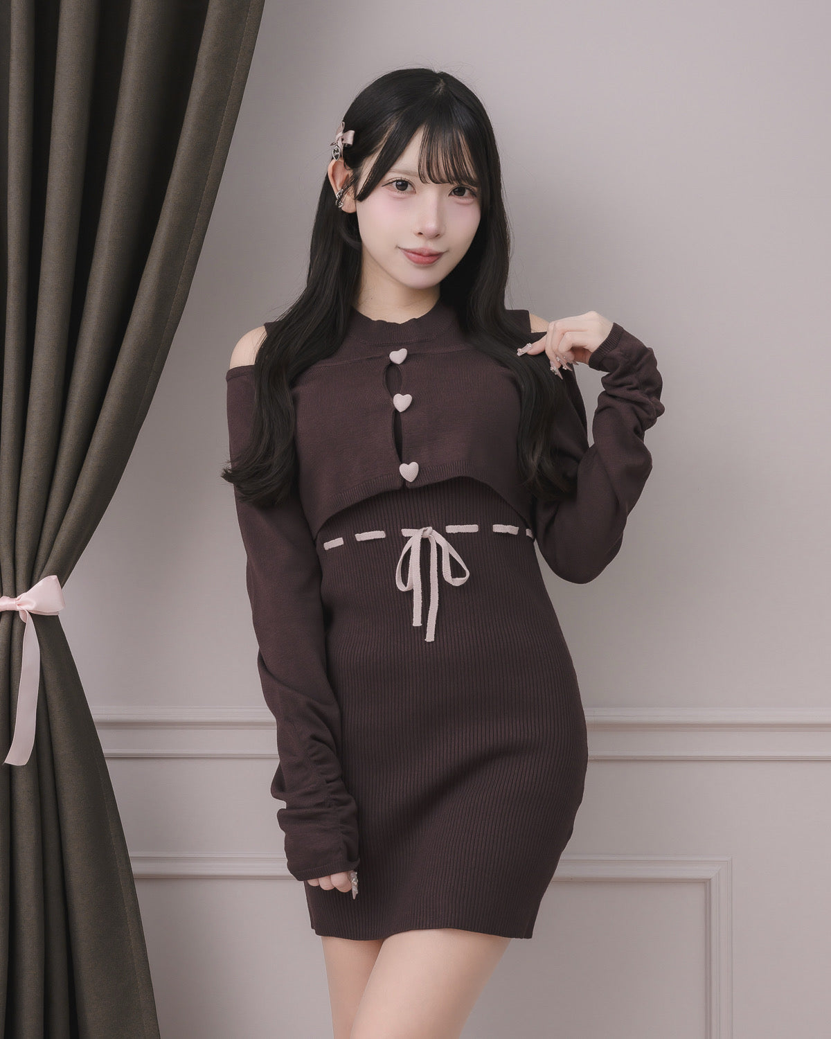 モデル身長:152cm/着用カラー:ブラウン