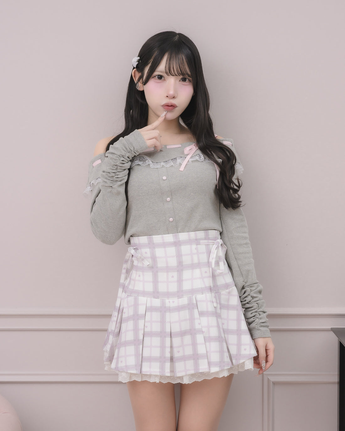 モデル身長:152cm/着用カラー:ホワイト