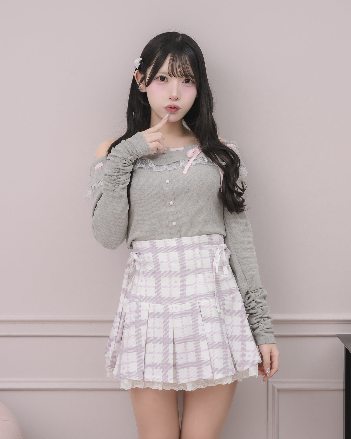 モデル身長:152cm/着用カラー:ホワイト