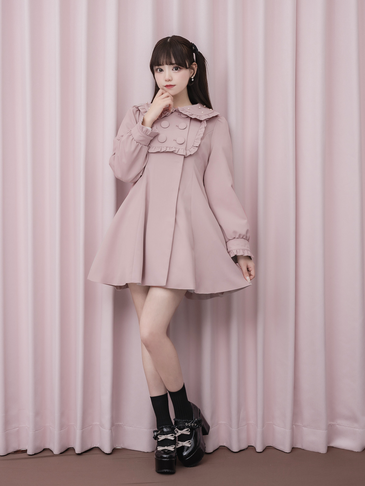 モデル身長:163cm/着用カラー:ピンク