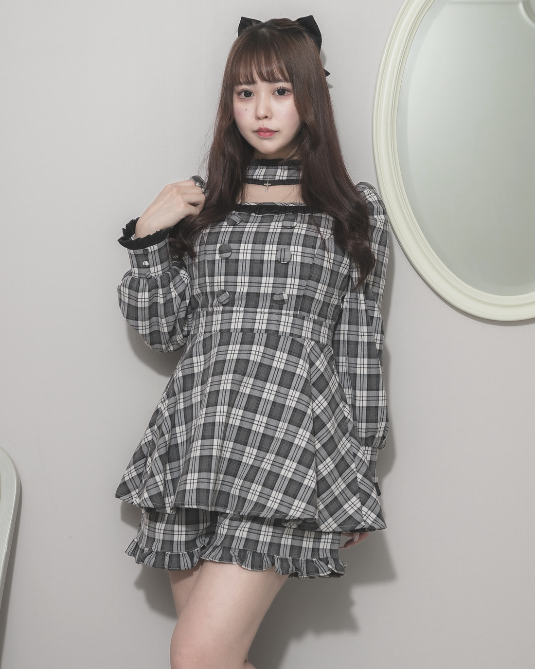 モデル身長:157cm/着用カラー:アイボリーチェック