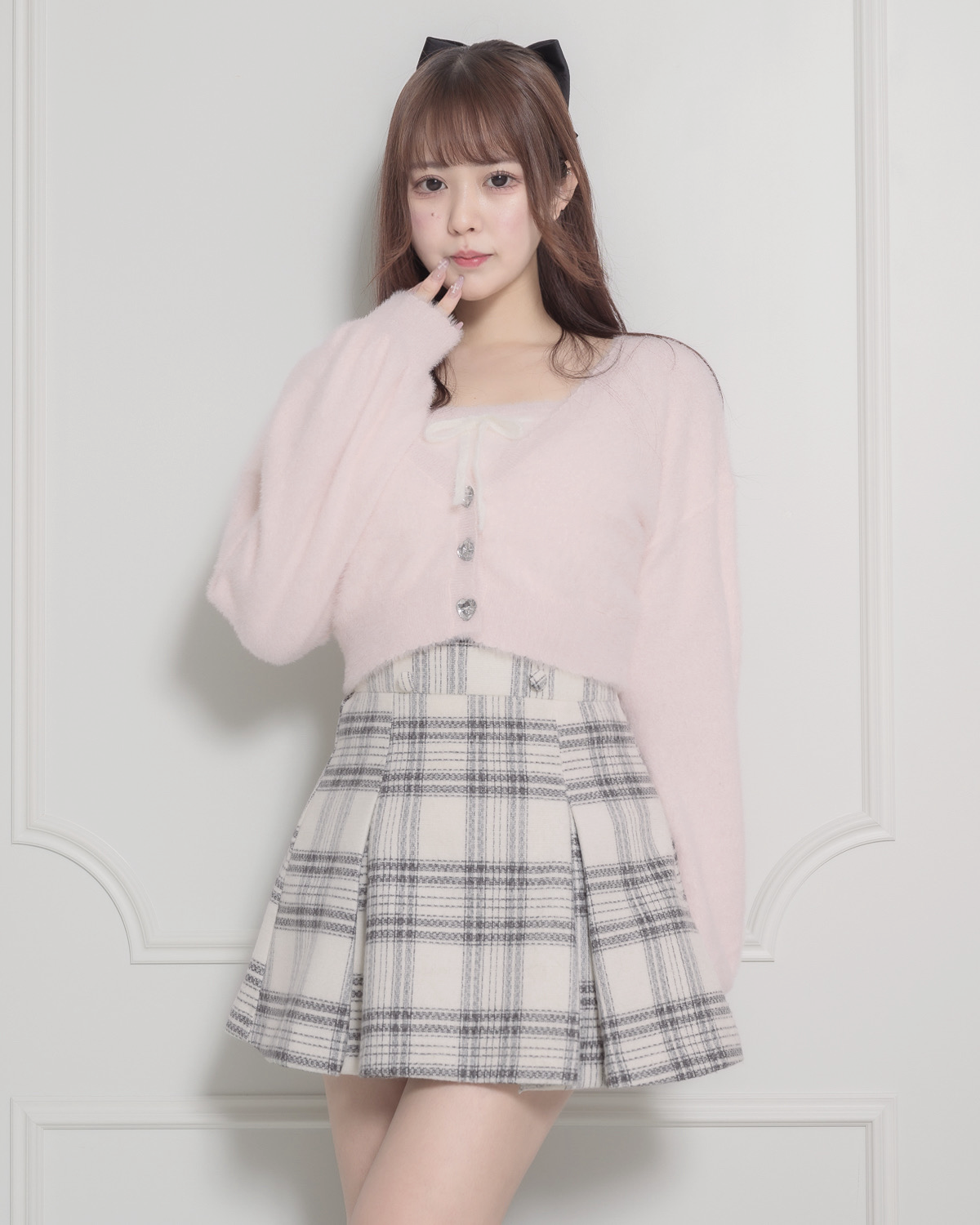 ハートビジューフェザーニットカーデセット – pium ハートビジューフェザーニットカーデセット – pium