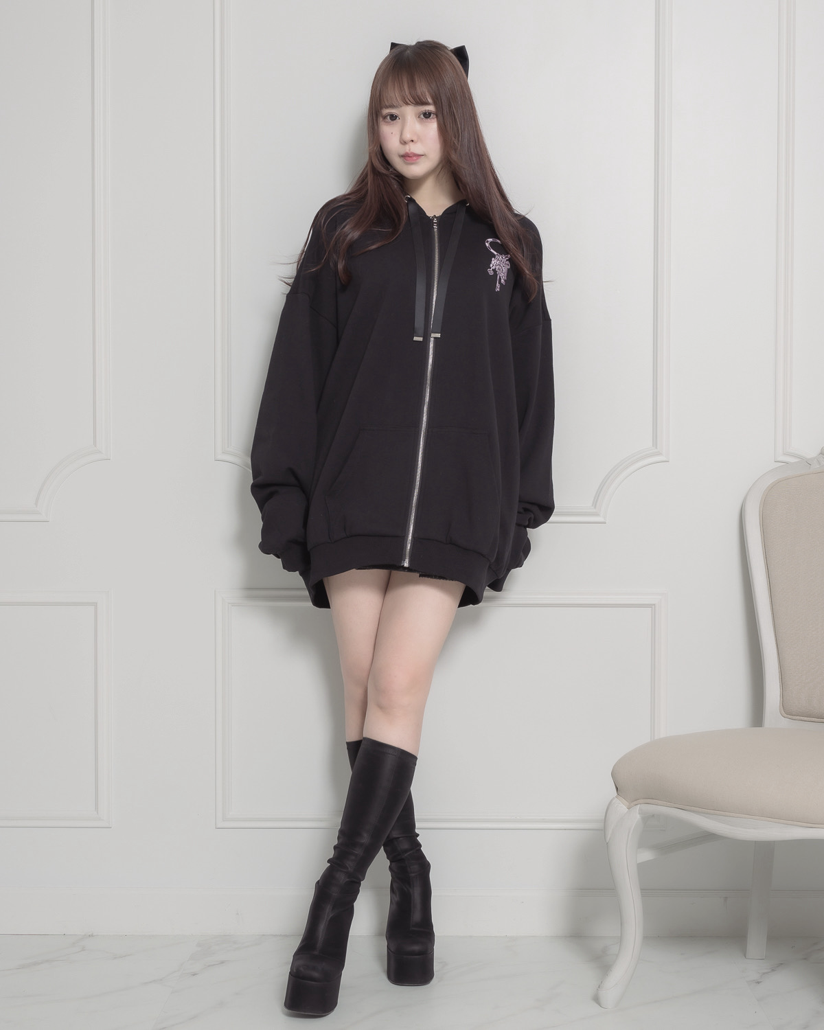 モデル身長:157cm/着用カラー:ブラック