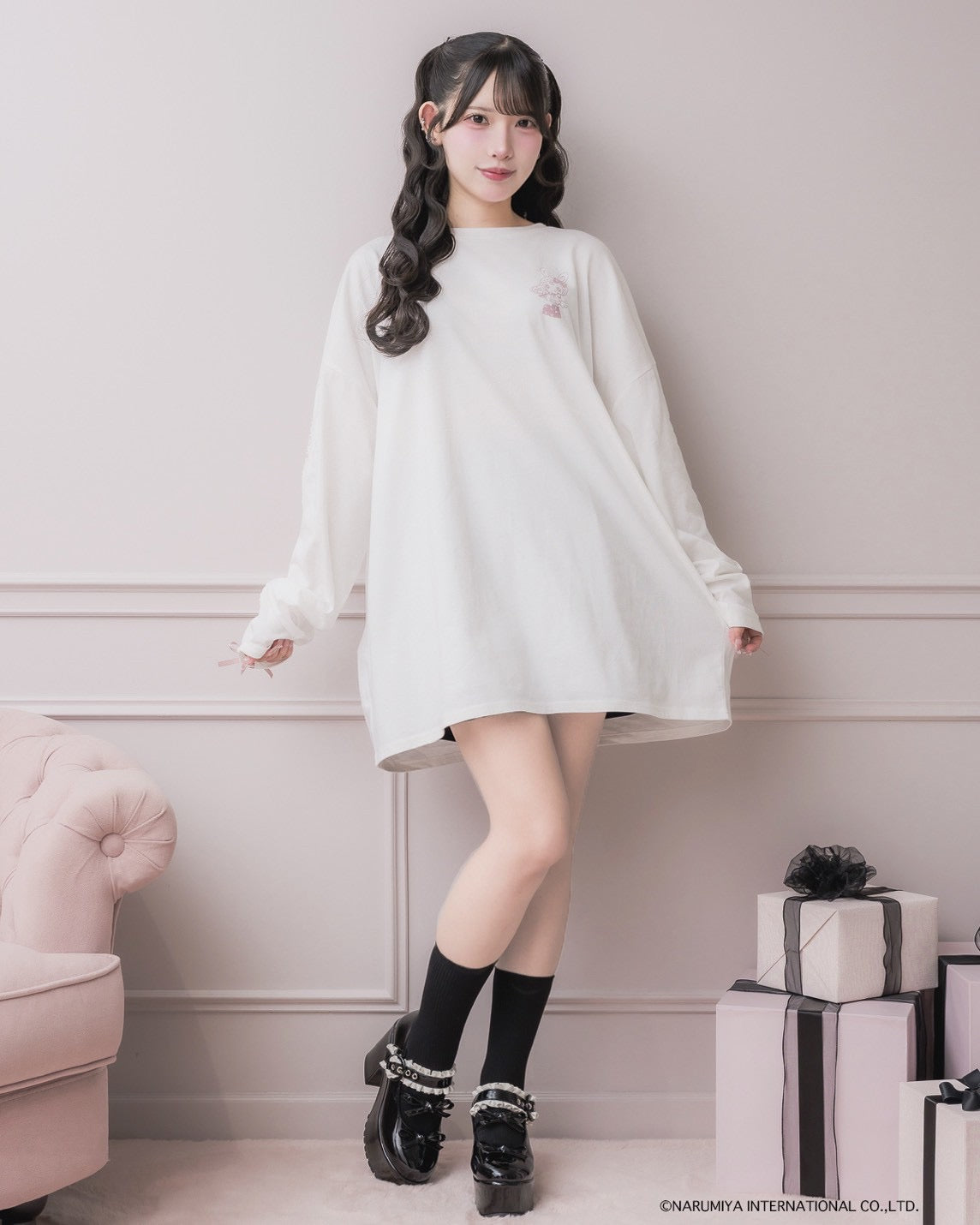 モデル身長:152cm/着用カラー:ホワイト