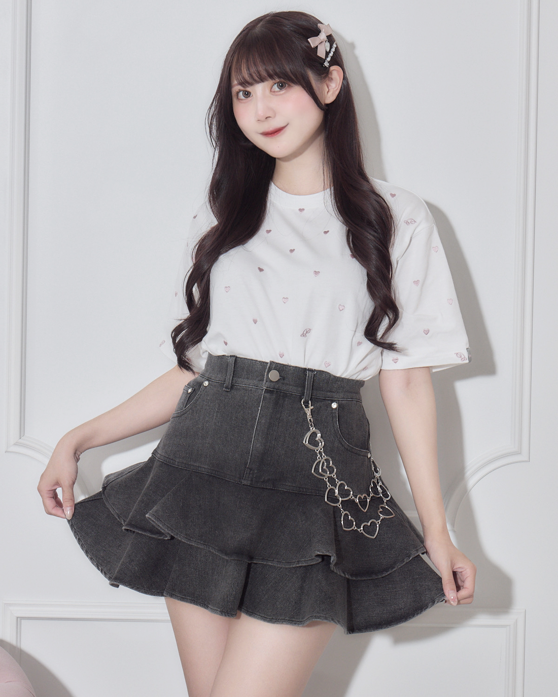 モデル身長:159cm/着用カラー:ホワイト×ピンク