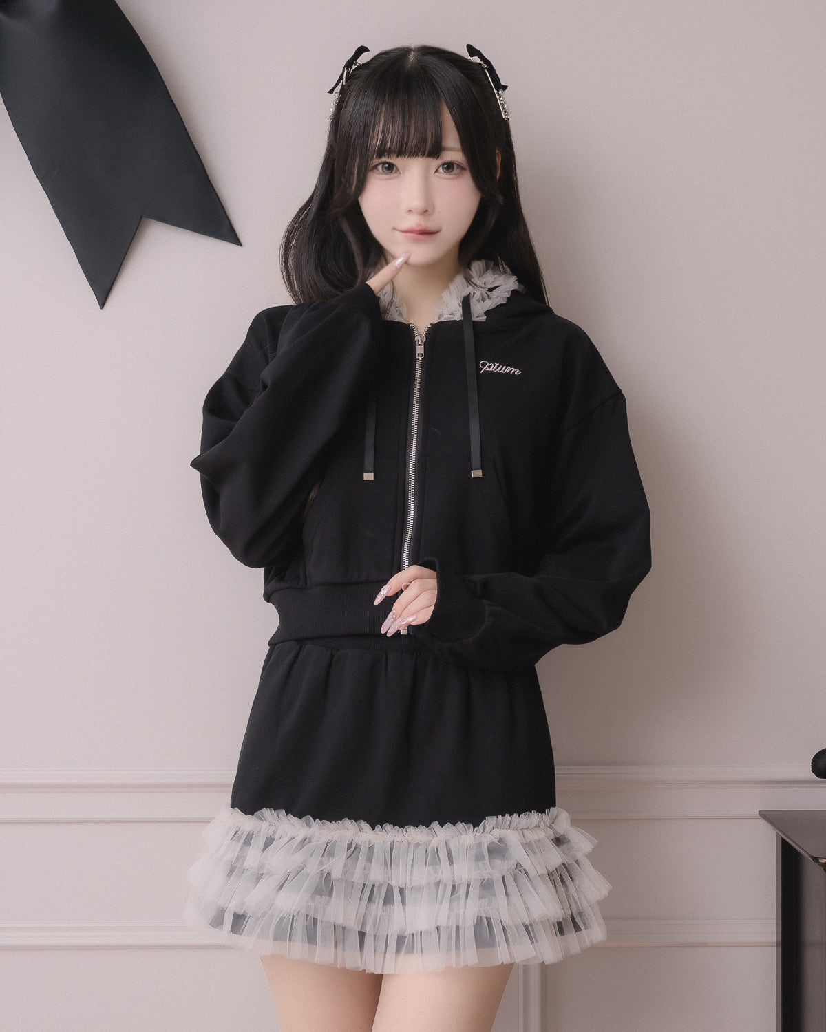 モデル身長:157cm/着用カラー:ブラック