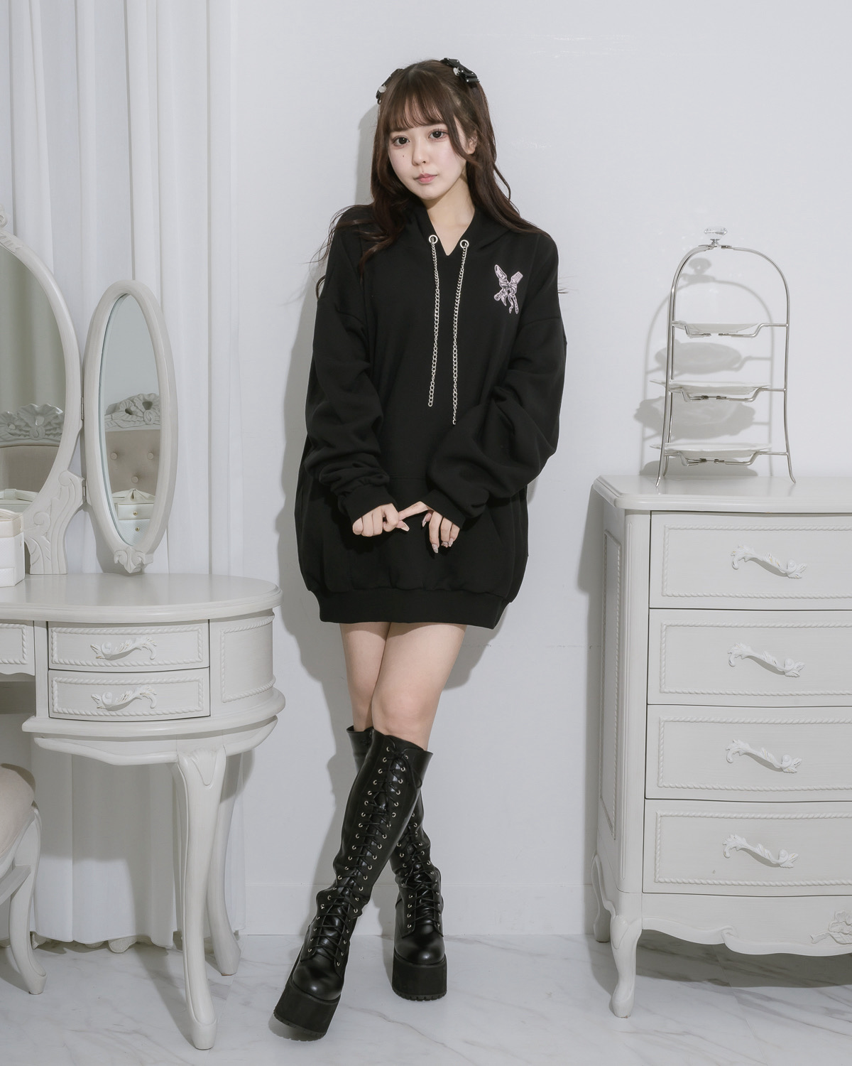 モデル身長:157cm/着用カラー:ブラック