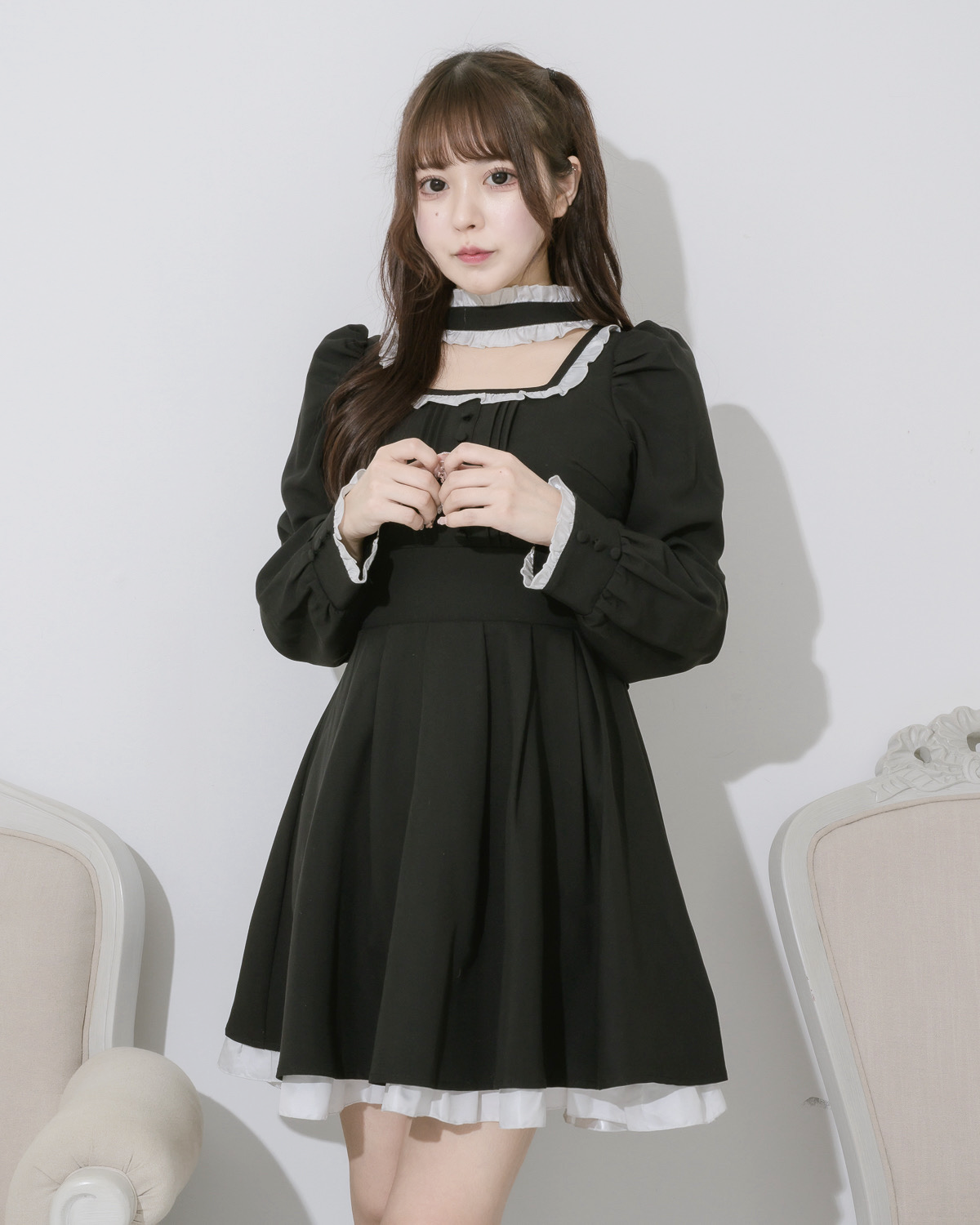 pium チョーカーフリルドーリーワンピース ブラック チョーカーフリルドーリーワンピース – pium