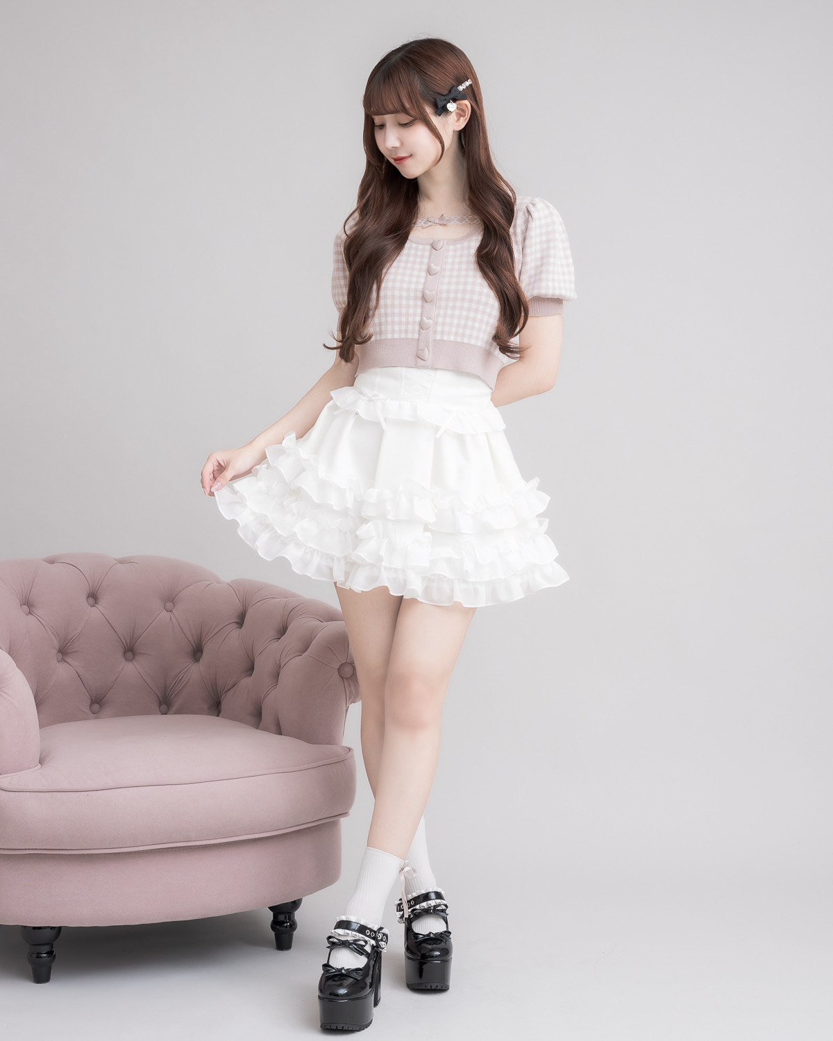 モデル身長:159cm/着用カラー:ホワイト