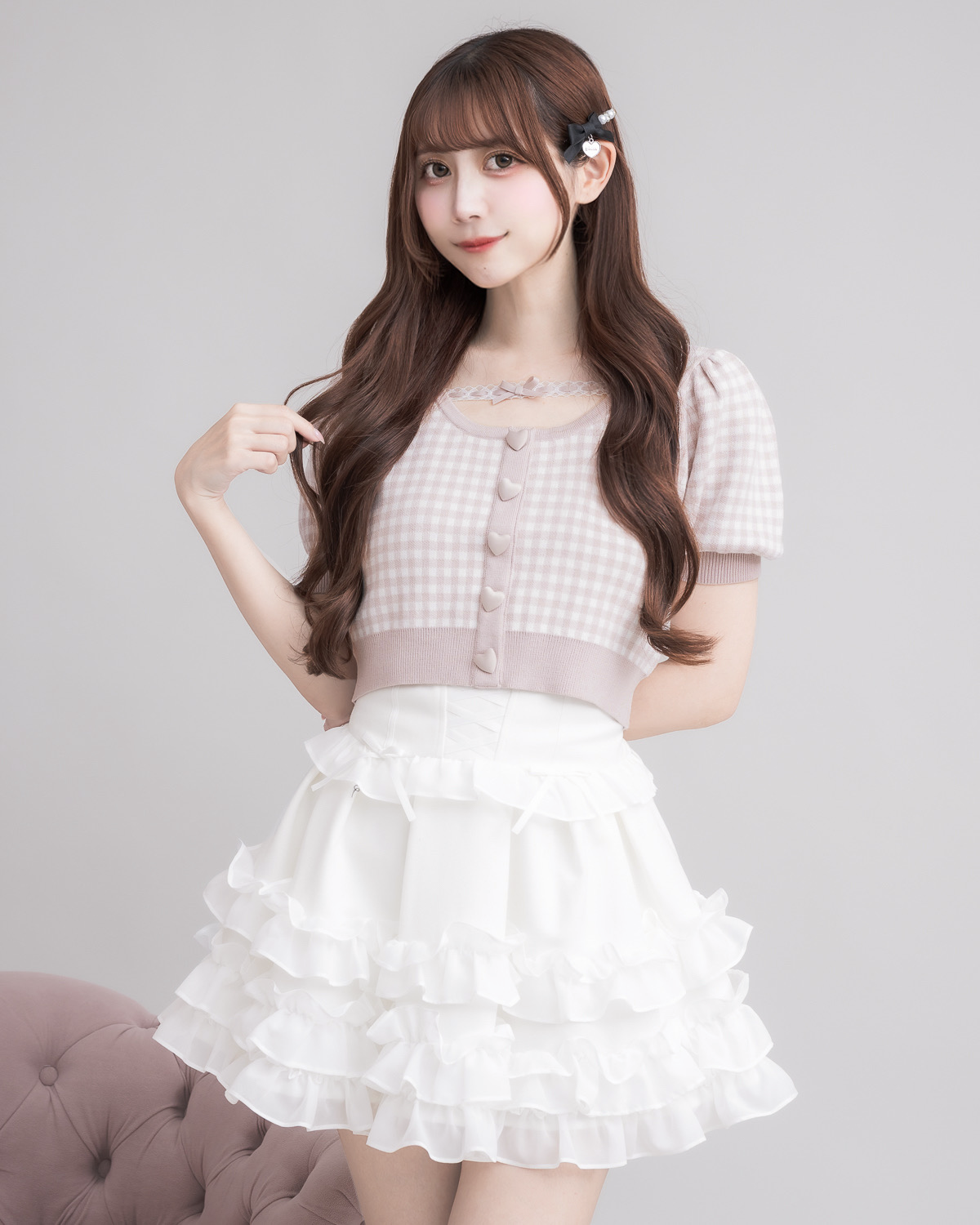 モデル身長:159cm/着用カラー:ピンク×ホワイト